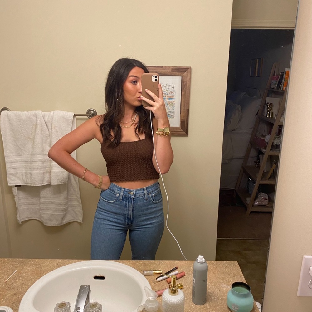 Zara brown cropped tank top